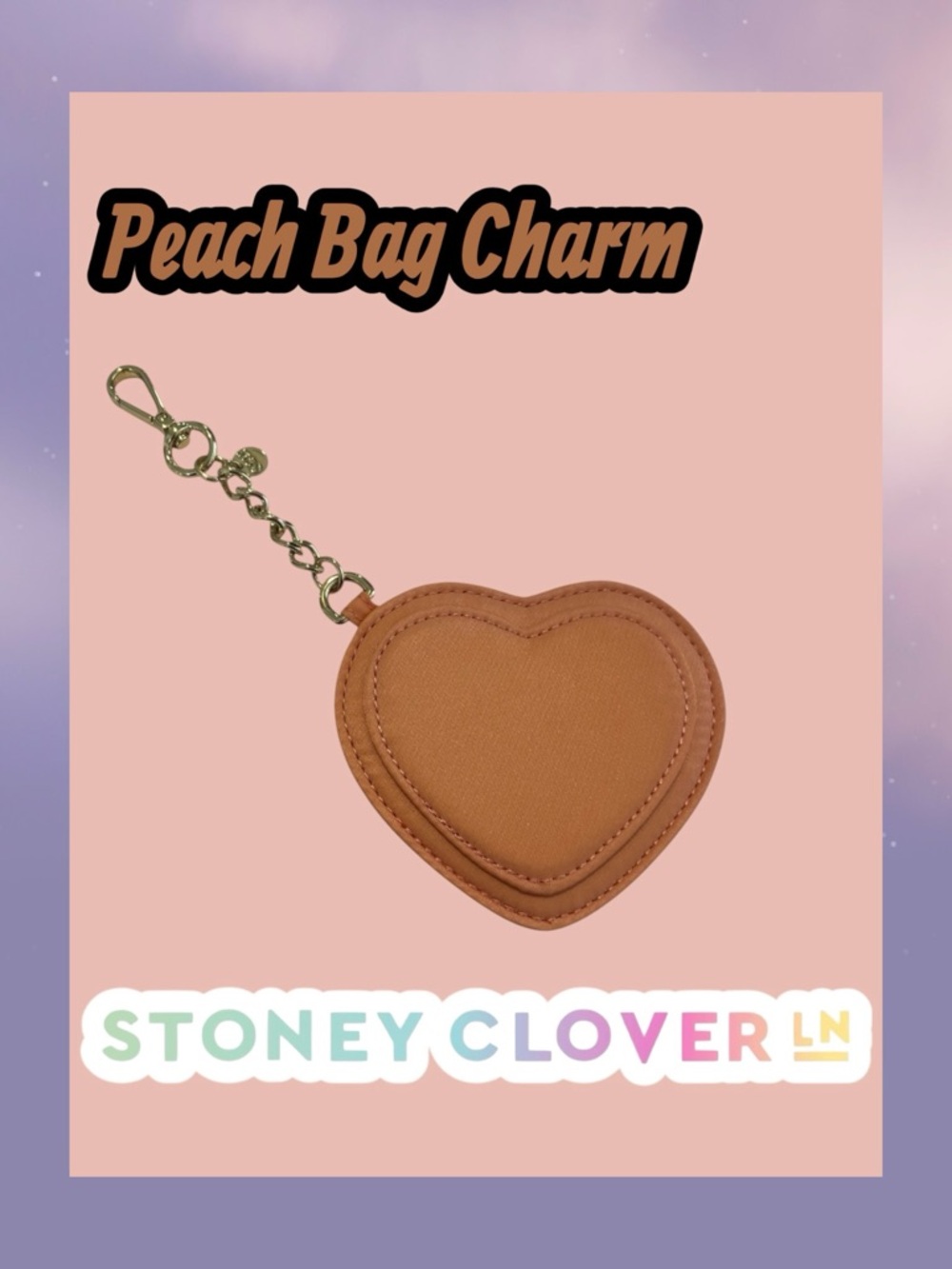 🍑 NWT Stoney Clover Lane Heart Bag Charm in Peach